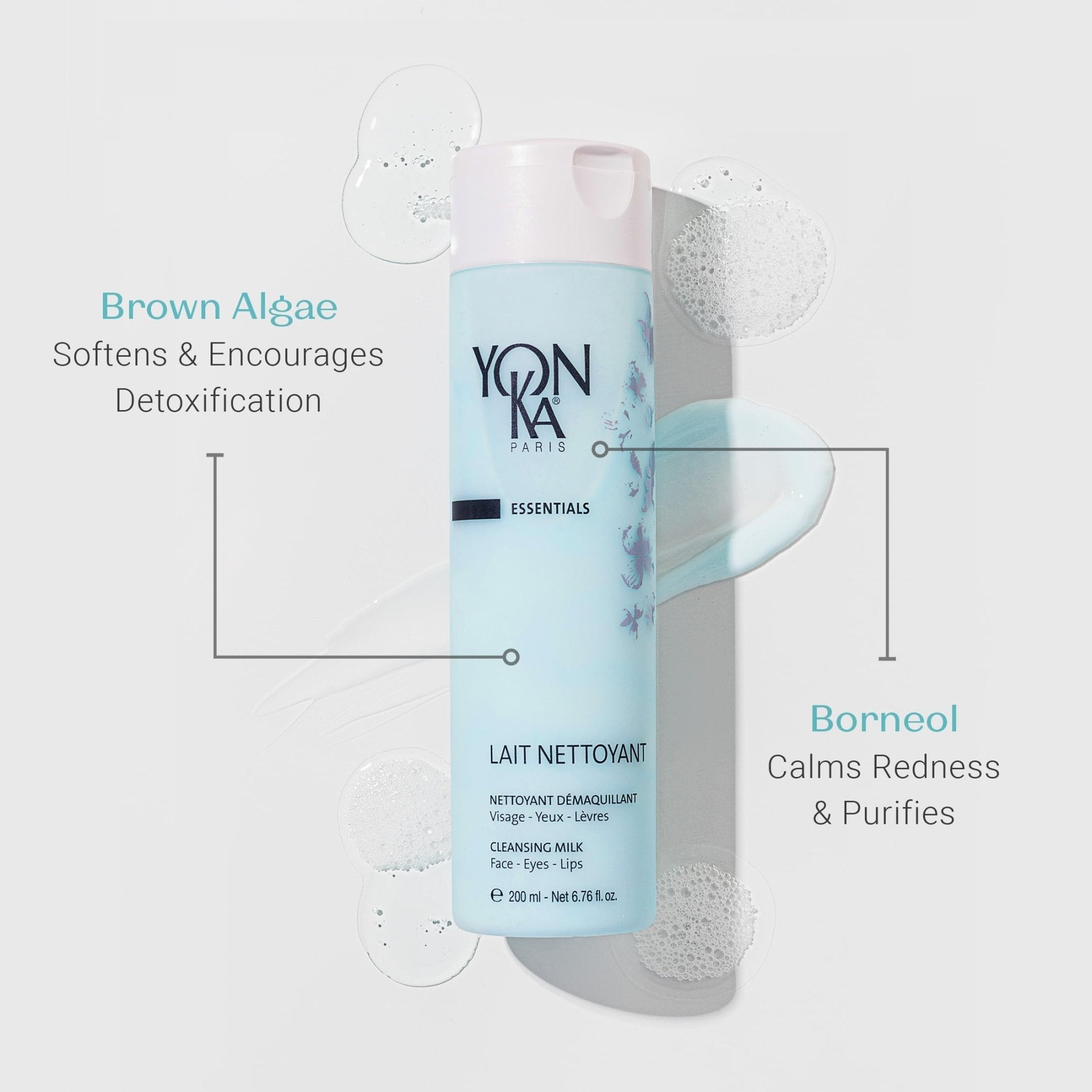 Yonka Lait Nettoyant Facial Cleanser, Gentle Milk Cleanser & Makeup Remover, Daily Plant Based Wash, Moisturize and Balance Skins pH, All Skin Types, Paraben-Free