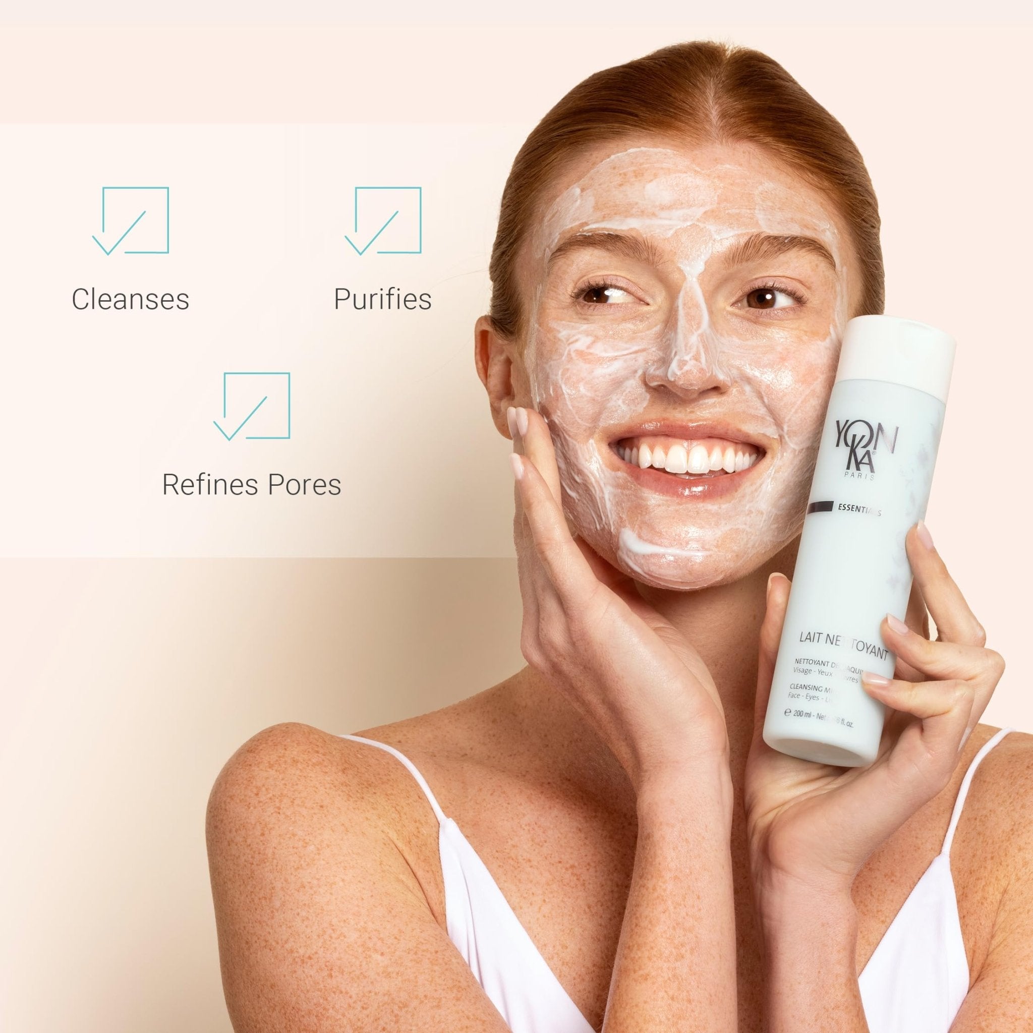 Yonka Lait Nettoyant Facial Cleanser, Gentle Milk Cleanser & Makeup Remover, Daily Plant Based Wash, Moisturize and Balance Skins pH, All Skin Types, Paraben-Free