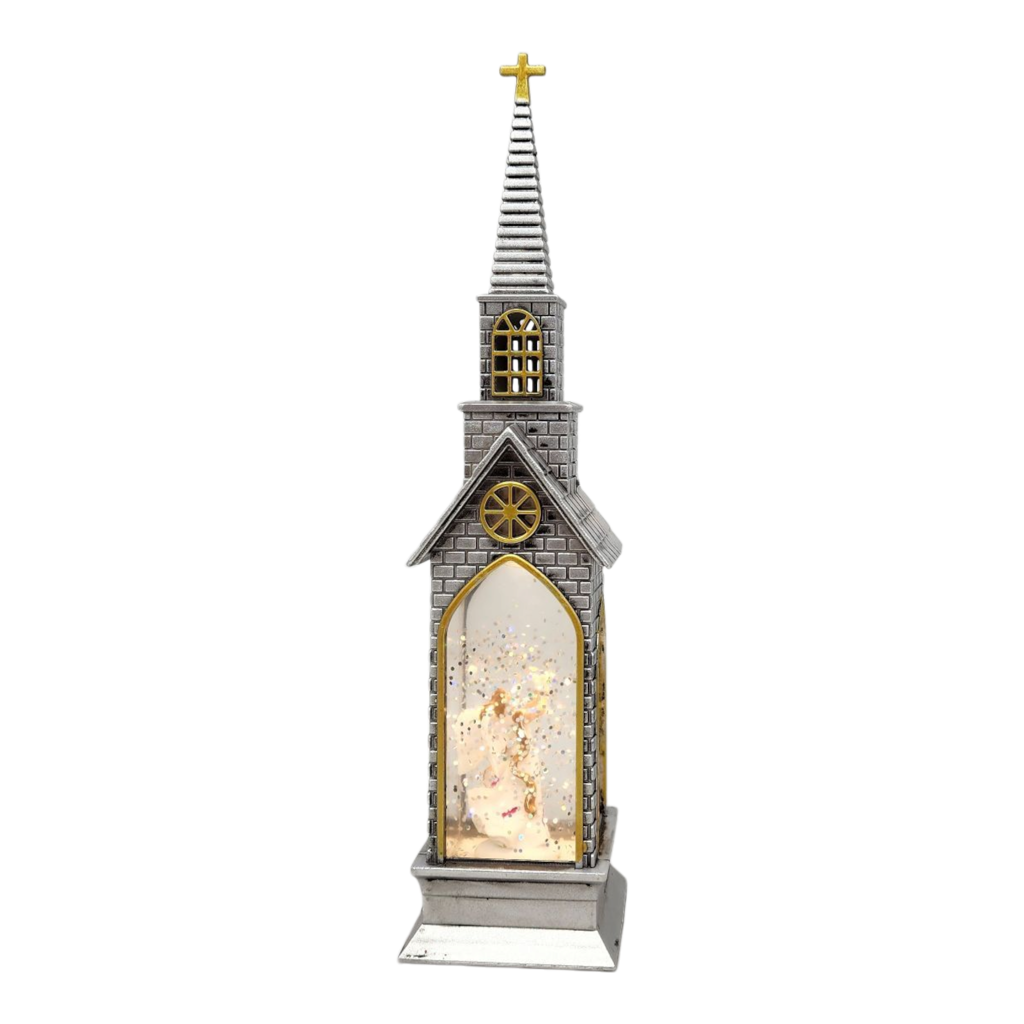 Lighted Church Waterglobe -  Angel
