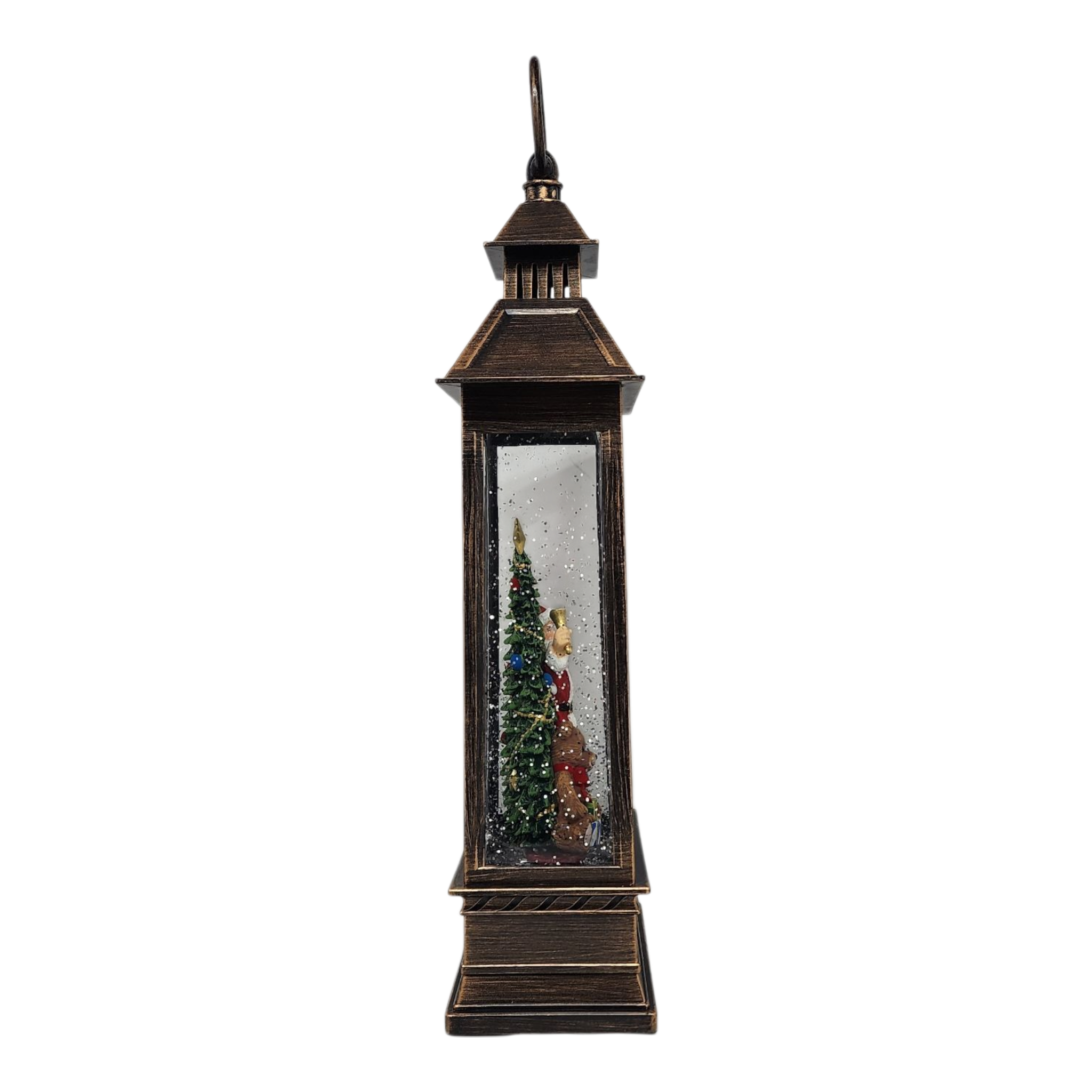 Lighted Spinning Waterglobe Lantern - Santa Delivering Gifts