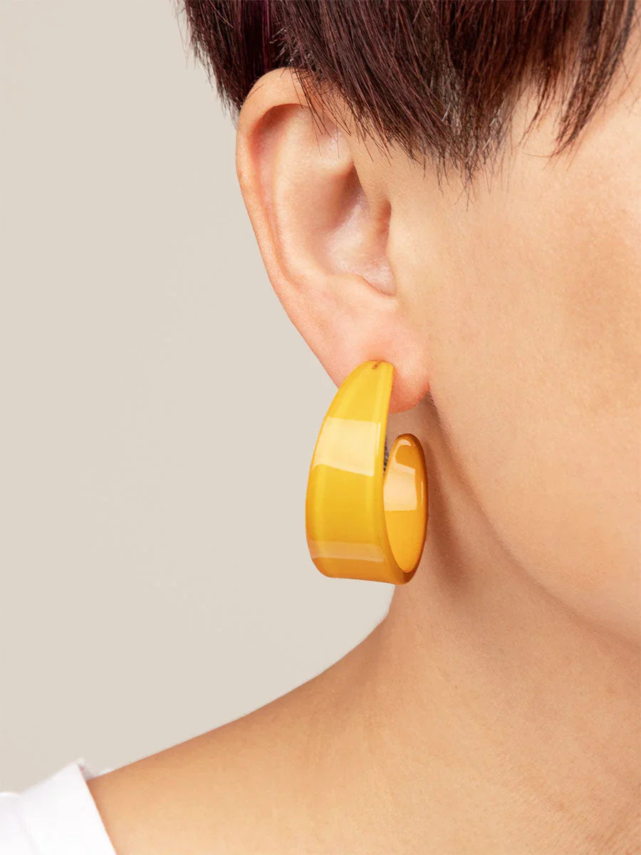 Chunky Acrylic Resin Hoop Earrings-Bright Orange