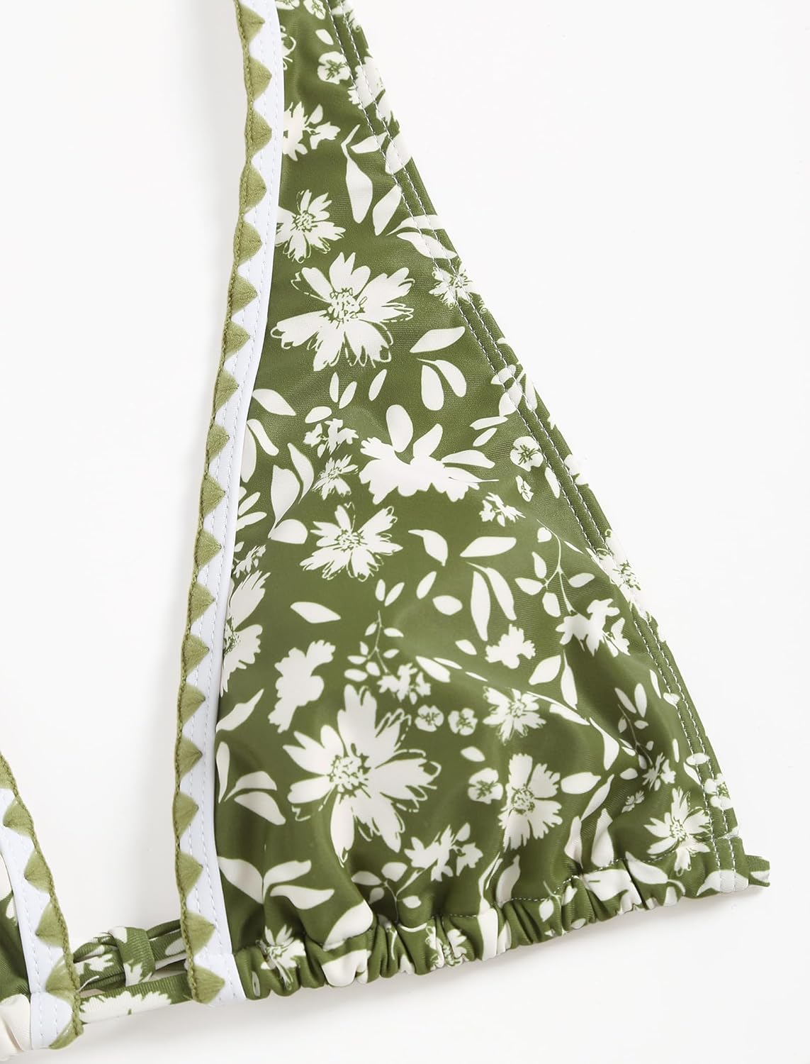 ZAFUL Brazilian Bikini Tops for Women High Cut Bathing Suit for Women 2 Piece Bikini Boho Swimsuit for Women 2024 Trendy M Army Green