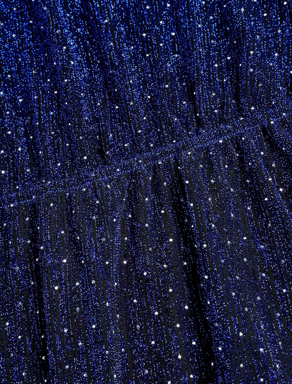 ZAFUL Elegant Fall Wedding Guest Dresses for Women Sparkly Glitter Mini Semi Formal Long Sleeve Cocktail Work Birthday Date Night Winter High Waist Dress 2025 Navy Blue Medium