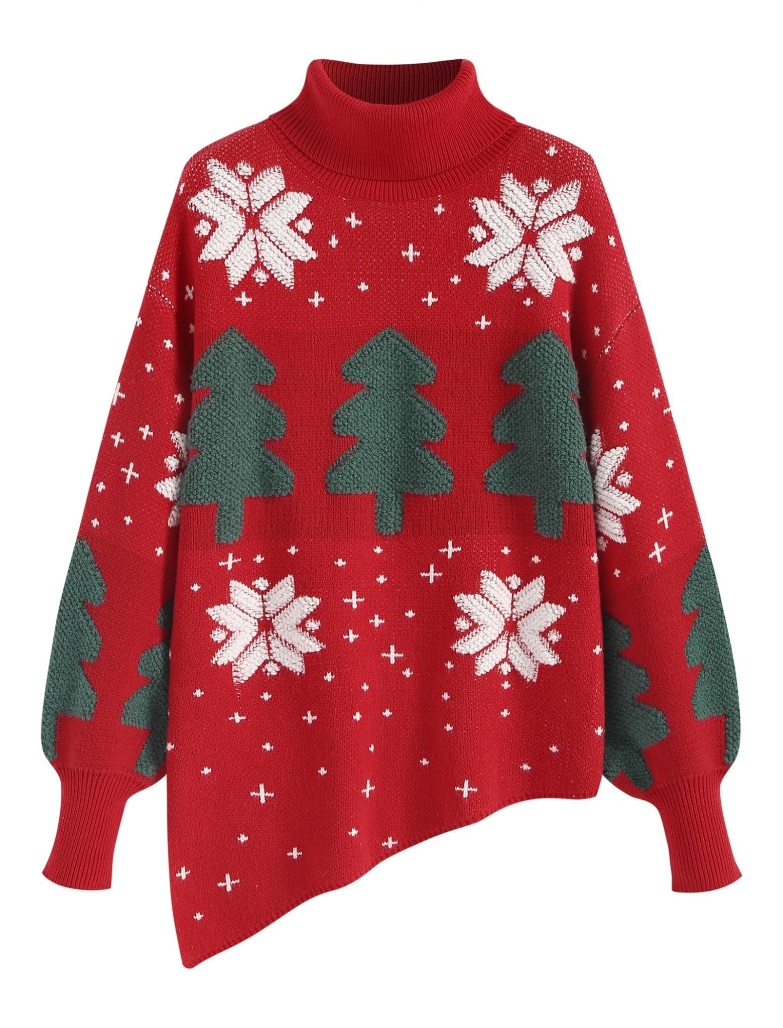 ZAFUL Women Christmas Sweater Oversized Pullover Sweaters Casual Loose Long Sleeve Knit Tops