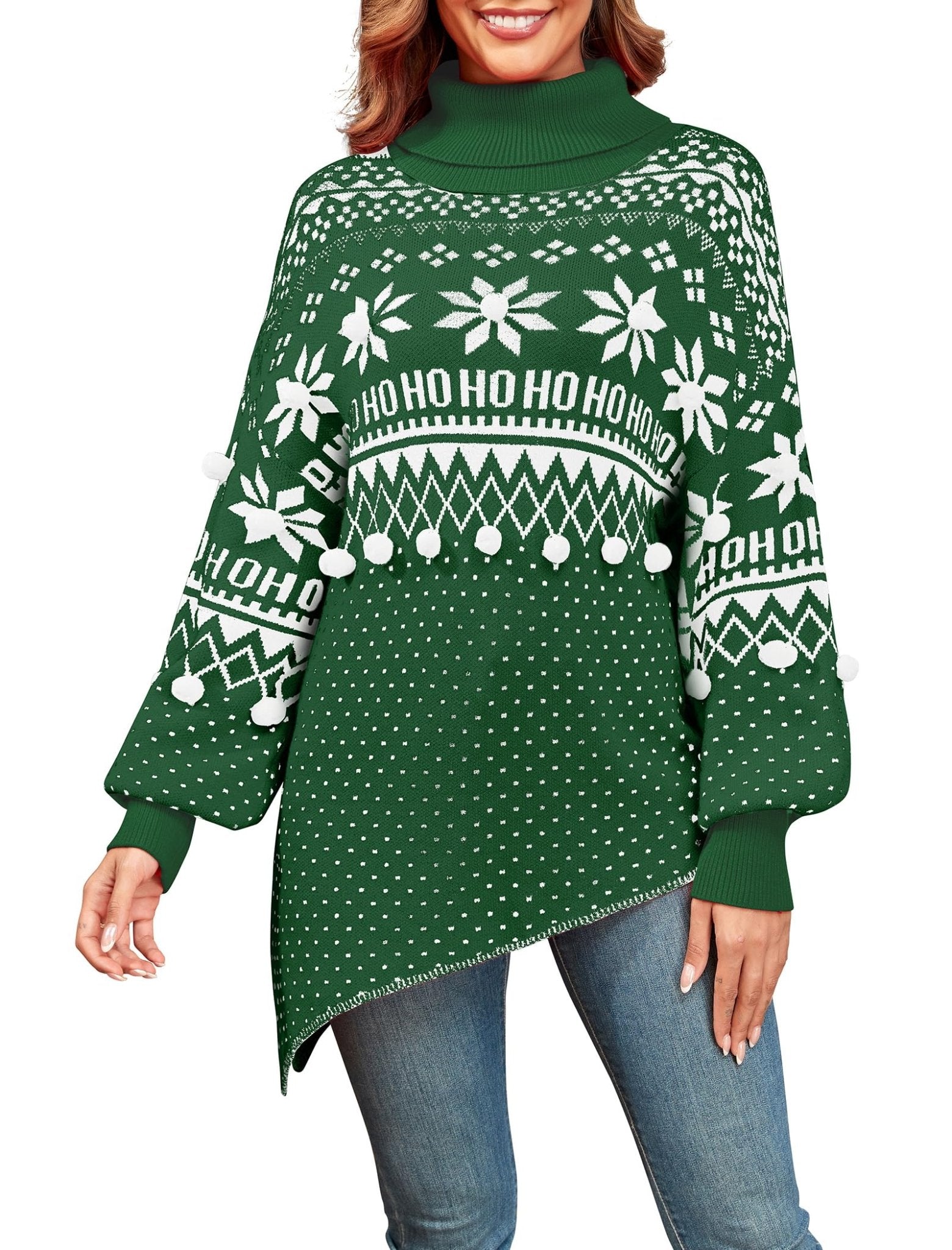 ZAFUL Women Christmas Sweater Oversized Pullover Sweaters Casual Loose Long Sleeve Knit Tops