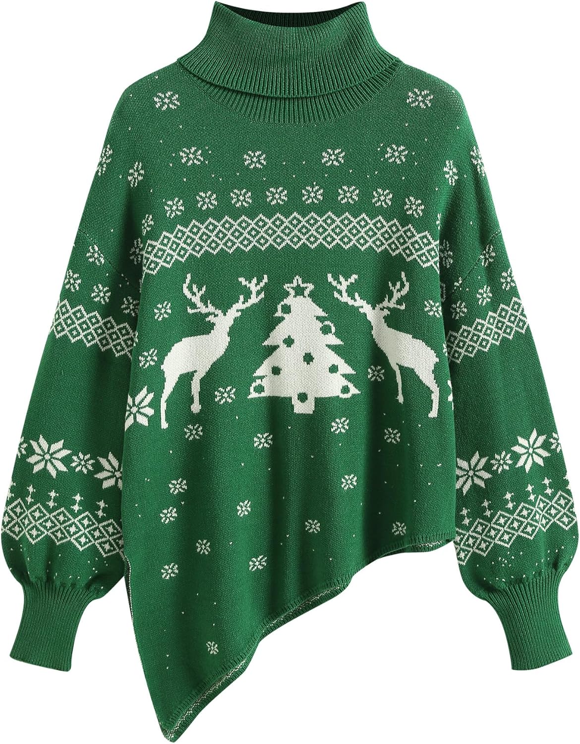 ZAFUL Women Christmas Sweater Oversized Pullover Sweaters Casual Loose Long Sleeve Knit Tops