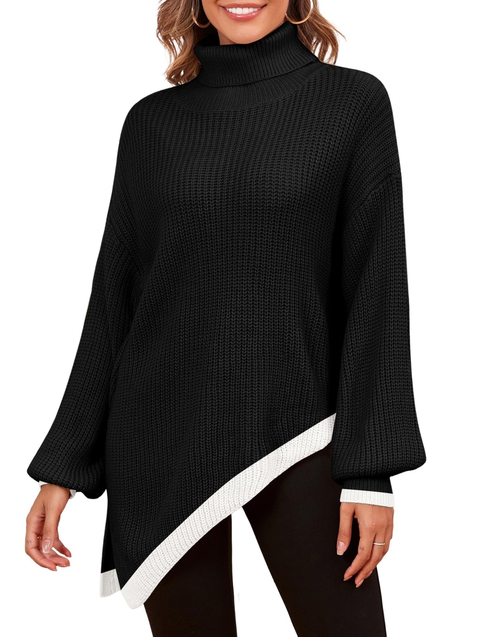 ZAFUL Women Christmas Sweater Oversized Pullover Sweaters Casual Loose Long Sleeve Knit Tops