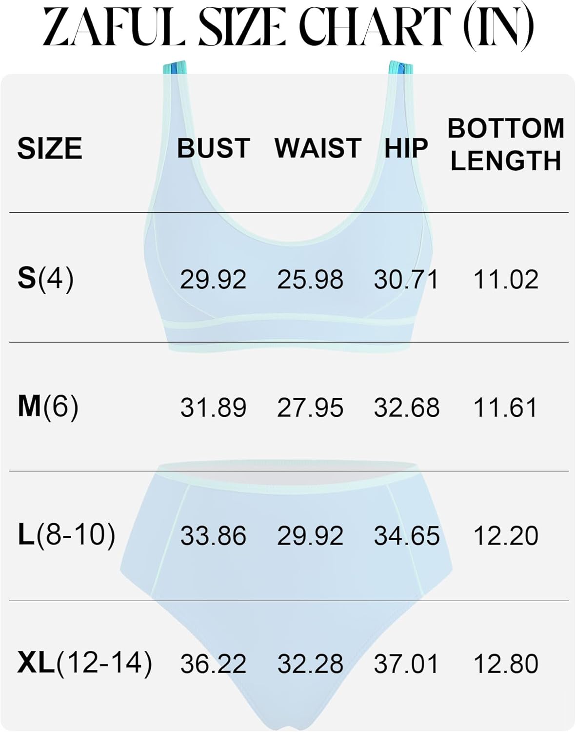 ZAFUL Women High Waisted Bikini Sets Color Block Sporty 2 Piece Bathing Suit Adjustable Straps Tummy Control Swimwear