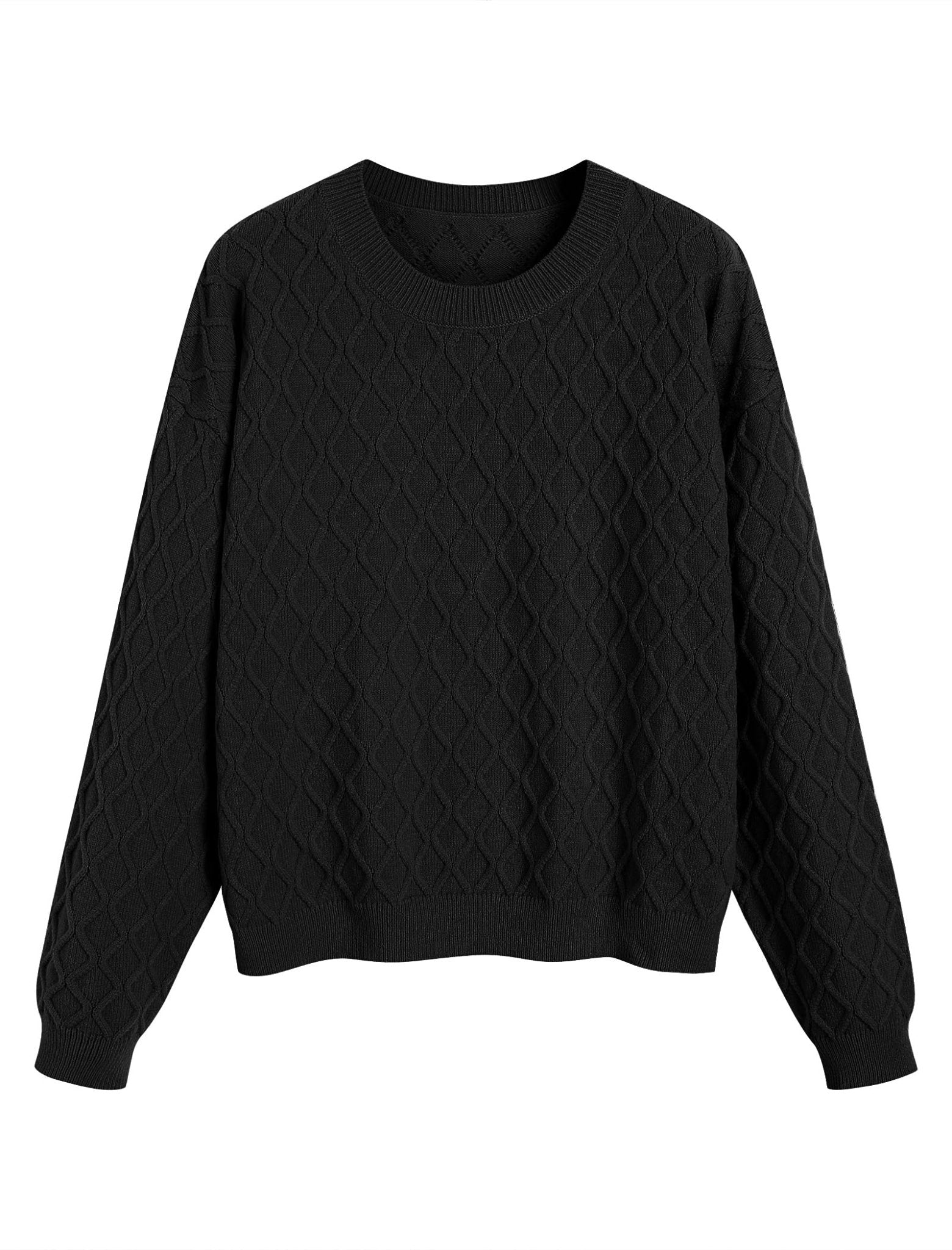 ZAFUL Women's Cable Knit Sweaters Trendy Fall Crewneck Long Sleeve Casual Loose Jumper Pullover Oversized Sweater Tops 2025