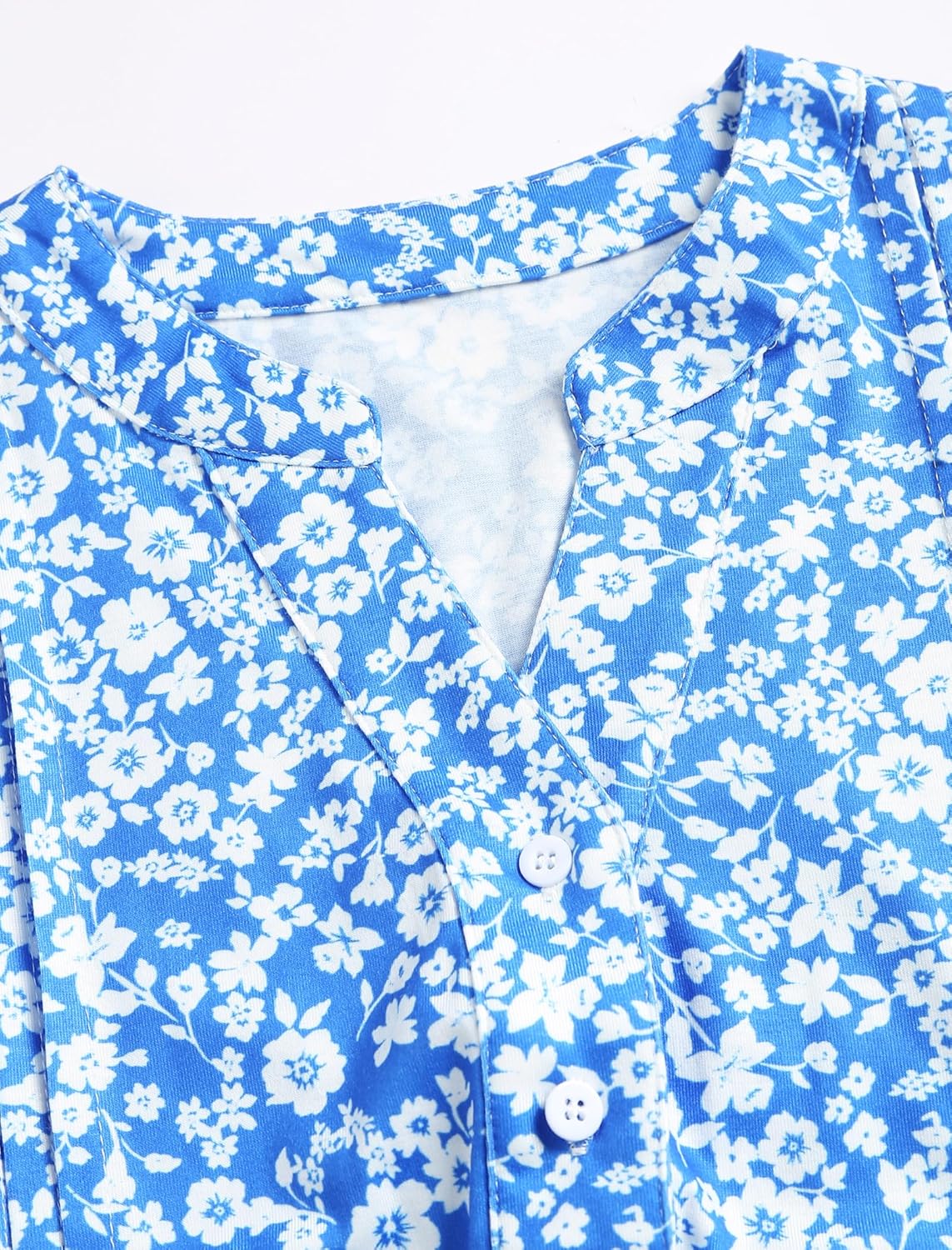 ZAFUL Women's Casual Dresses Floral Short Sleeves Mini Sundresses Blue Bohemian Beach Resort Wear Aline Flowy Dress with Pockets S