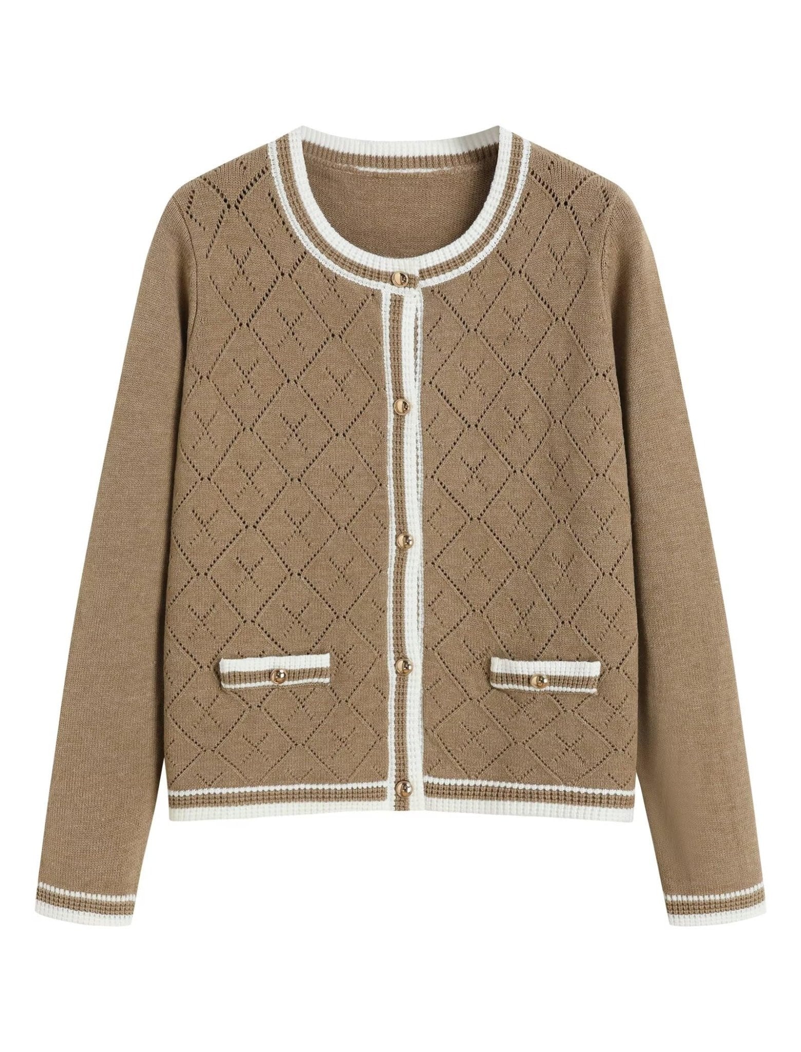 ZAFUL Women's Knit Cardigan Sweaters Fall Open Front Long Sleeve Crochet Knited Button Lightweight Cardigans Outerwear Coats