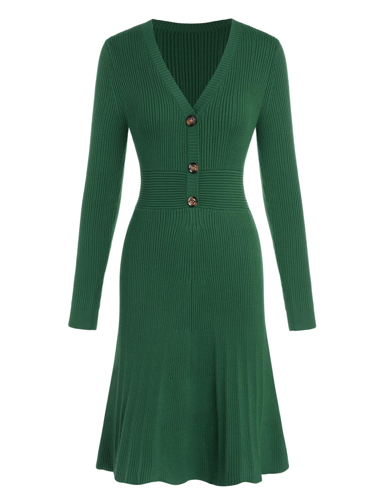 ZAFUL Women's Long Sleeve Midi Work Dresses Fall V Neck Ribbed Knit Pleated A-Line Fitted Elegant Sweater Dress 2025