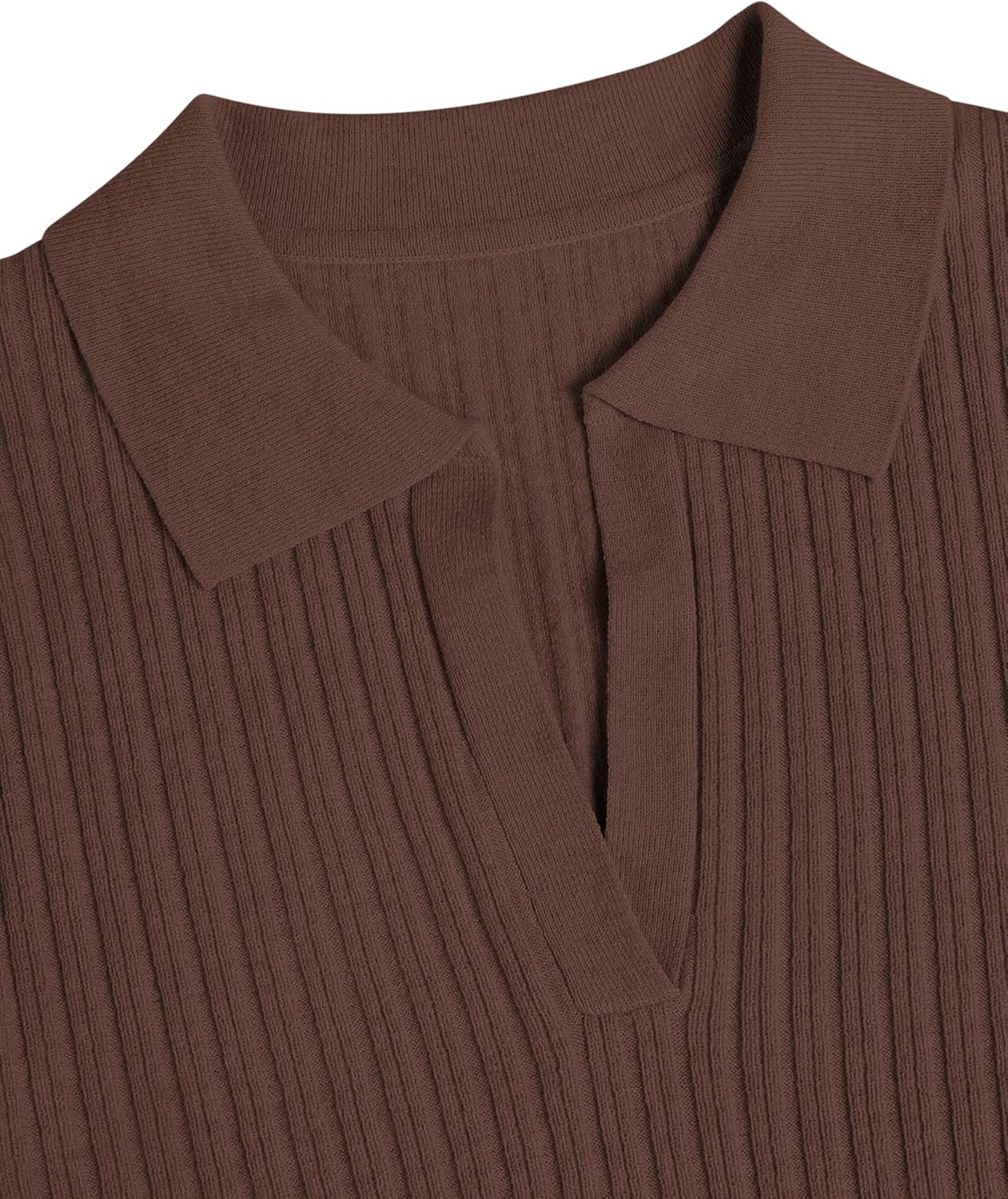 ZAFUL Womens Long Sleeve V Neck Sweaters Collared Ribbed Knit Tops Pullover Polo Sweater Shirts 2025 Fall Trendy Outfits