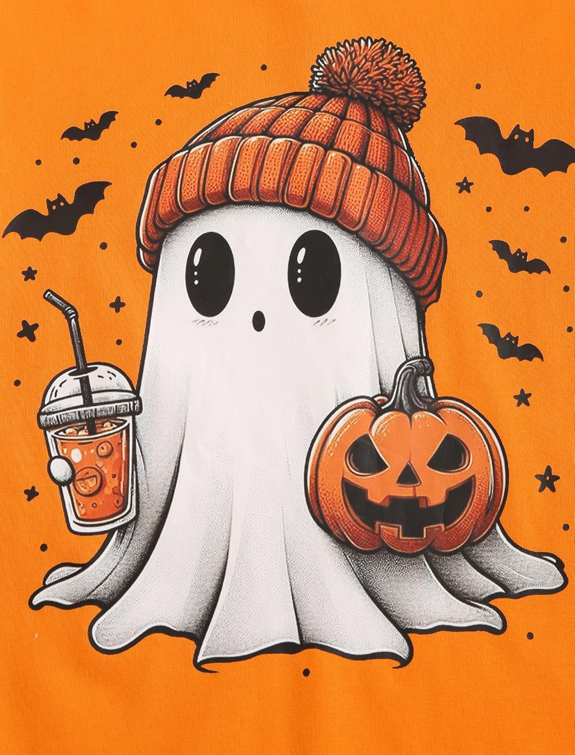 ZAFUL Women's Long Sleeve V-Neck Tunic Tops Halloween Cute Graphic Loose Casual Basic Blouse