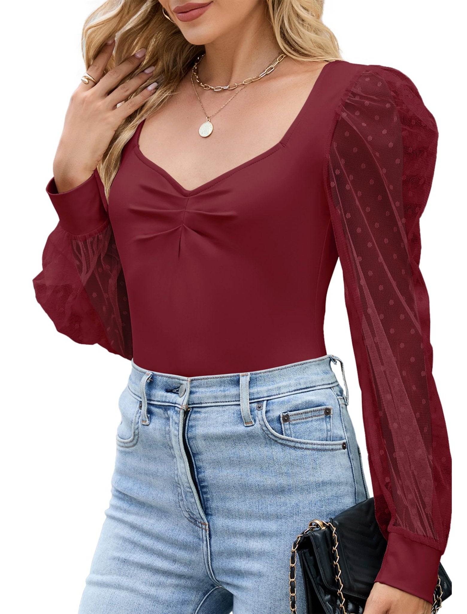 ZAFUL Womens Mesh Long Sleeve Tops Sexy Going Out Shirts Casual Fall Outfits