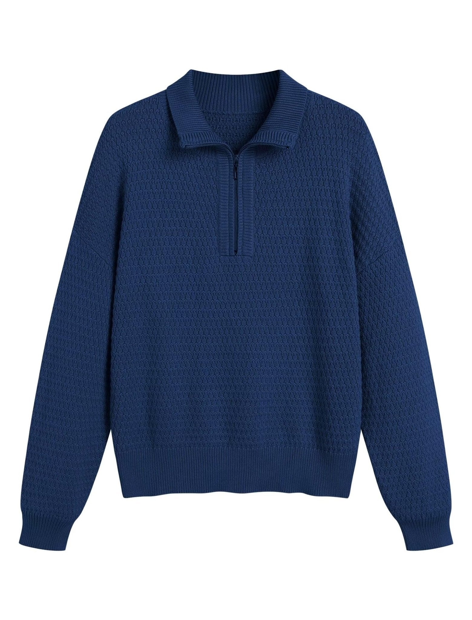 ZAFUL Womens Quarter Zip Pullover Sweater Casual Fall Oversized Sweaters Long Sleeve V Neck Texture Knit Jumper Tops Outfits