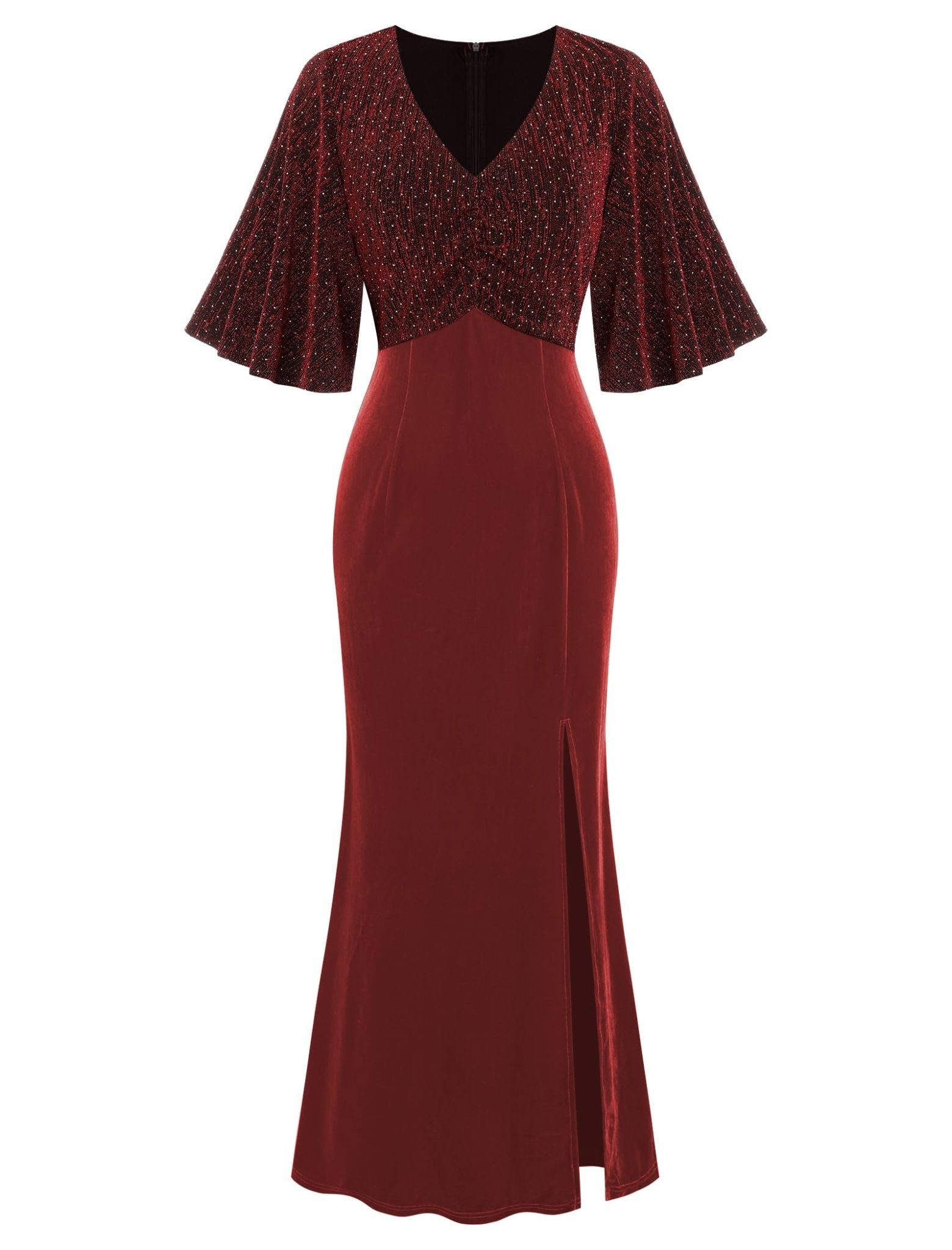 ZAFUL Women's Sparkly Glitter Cocktail Dress Half Sleeve Formal Wedding Guest Dresses V Neck Bodycon Party Evening Prom Dress