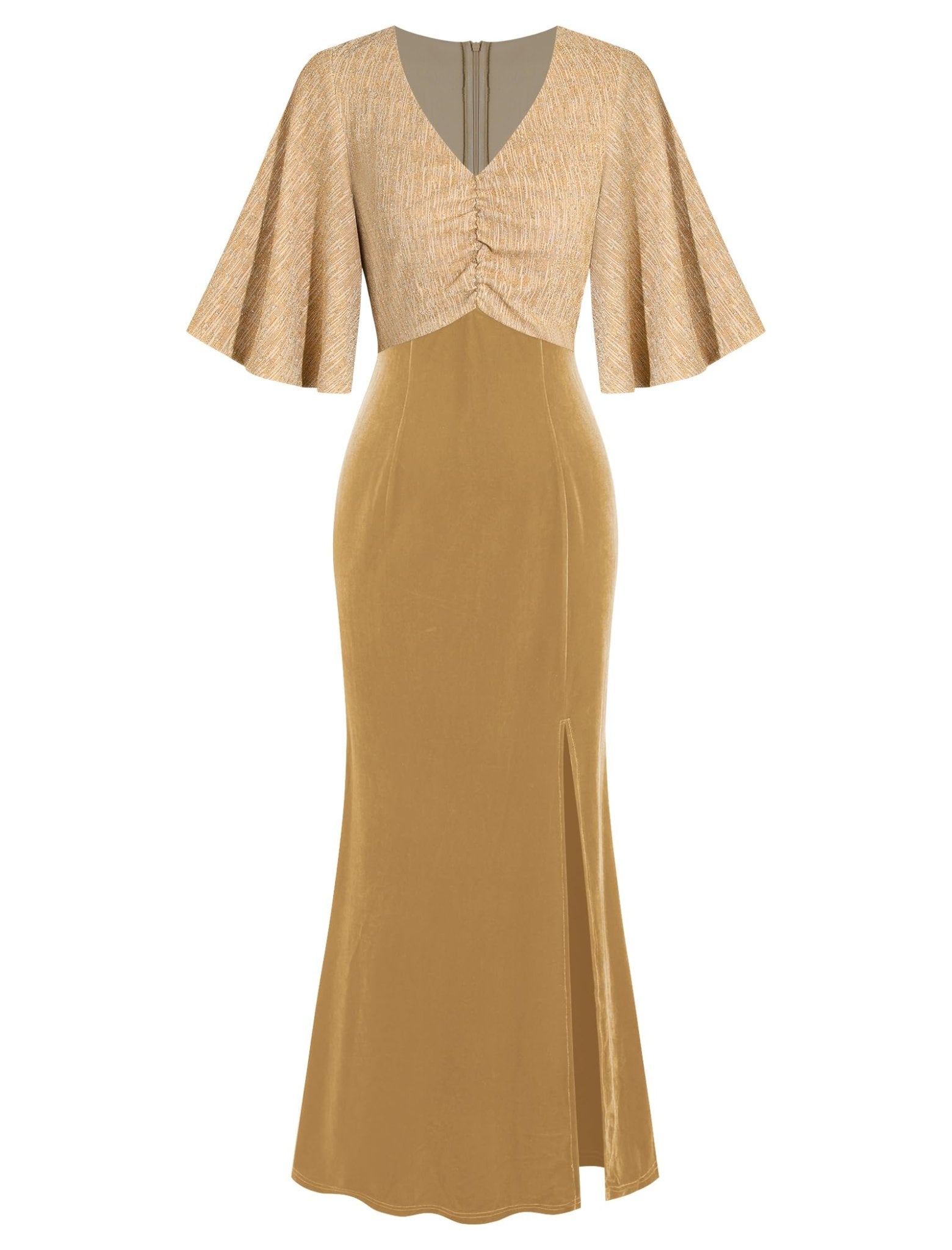 ZAFUL Women's Sparkly Glitter Cocktail Dress Half Sleeve Formal Wedding Guest Dresses V Neck Bodycon Party Evening Prom Dress