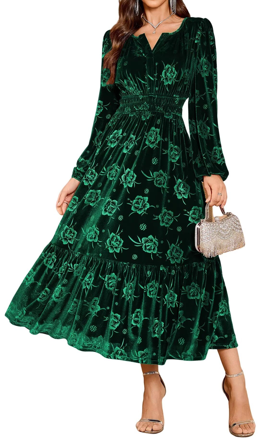 ZAFUL Womens Velvet Dresses Long Sleeve Cocktail Party Wedding Guest Dress