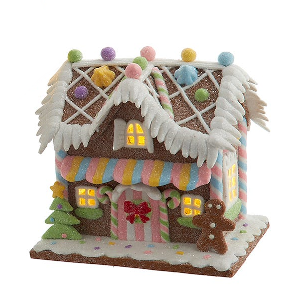 Lighted Mini Gingerbread House - 4.5 inch - Gum Drop