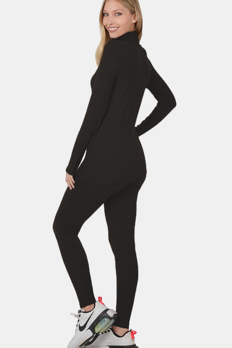 Zenana Full Size Turtleneck Top and Leggings Lounge Set Loungewear for women