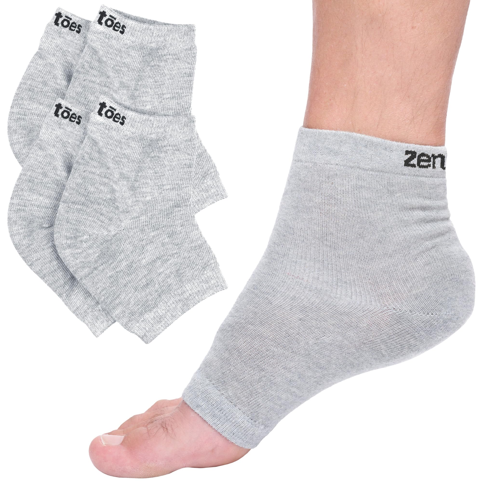ZenToes Moisturizing Socks for Cracked Heel Treatment - Vitamin E, Olive Oil and Jojoba Oil Infused Heel Socks to Soften and Hydrate (Fuzzy Blue, Regular)
